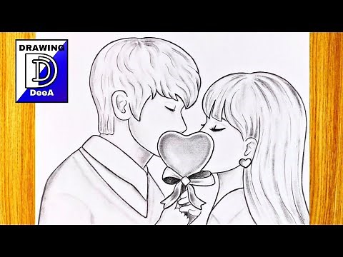 Dessins d'amour / Tutoriel de dessin facile pour la Saint-Valentin / Dessin facile pour les filles
