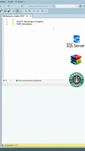 SQL Server 2025 - Sentencia DISTINCT Diferentes categorías de las bebidas en Starbucks