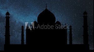 Taj Mahal by Night, the Ivory-White Marble Mausoleum and UNESCO World Heritage Site at Agra, Uttar Pradesh, India