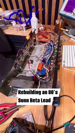 NC Amp Repairs on Instagram: "About 4 hours worth of work squeezed into 1 minute. This Sunn Betas got a full rebuild including: New power and driver transistors with their corresponding emitter resistors, rebuilt HV and LV power supplies, full power supply cap job, all new signal electolytics in the preamp and the power-amp. This amp is technically better than new as the quality of the components used are higher than what Sunn used from the factory. Here’s to another 40 years!"