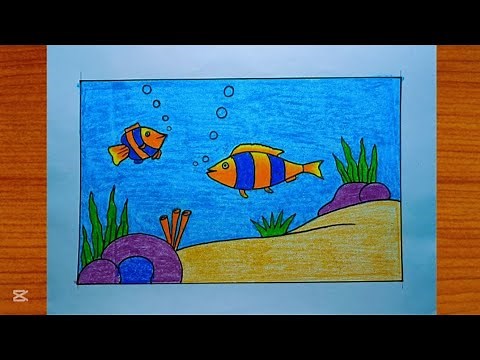 How to draw underwater scenery step by step very easy | Draw underwater scenery easy for beginners