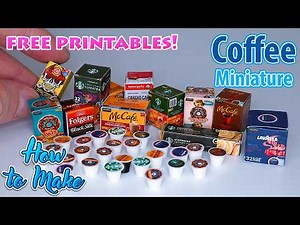 DIY MINIATURE FOOD for Dollhouse ☕ Tiny Coffee Pods + FREE Printables (Easy Tutorial)