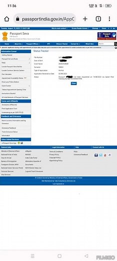tracking of passport status. my passport status