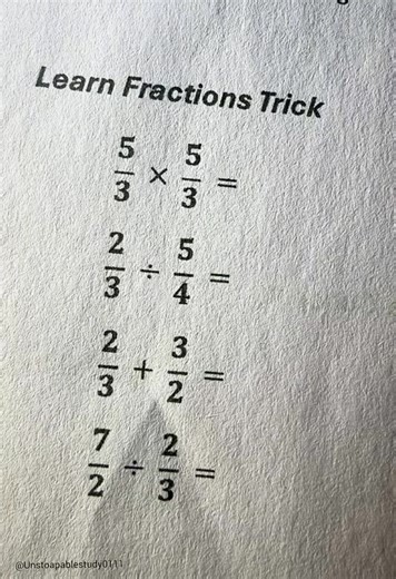Unstoapable Study on Instagram: "Learn Fractions 🔥 #fblifestyle #unstoapablestudy #multiplicationgames #learnfractions #unstoapablestudy0111 #mathtricks #MathTricksTutorial"