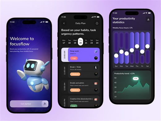 AI Task Management Mobile App UI