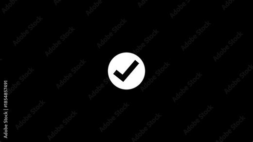 Checkmark in White Circle on Black Background, Verification Symbol, Confirmation Sign, Tick Mark check mark