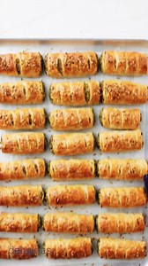 These silverbeet, pea and feta 'sausage' rolls make it really, really easy to eat your greens. Find the recipe here: bit.ly/3FOmKvc | delicious. Australia