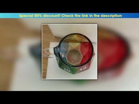 Hands-on Rainbow Dungeons & Dragons D20 Dice Mug With Handle Polyhedral Dice Coffee Cup Transparent