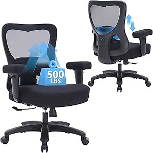 Ergonomic Big and Tall Office Chair 500LBS Heavy Duty Executive ComputerChair with Lumbar Support,Extra Wide Seat Mesh DeskChair with Flip Arms