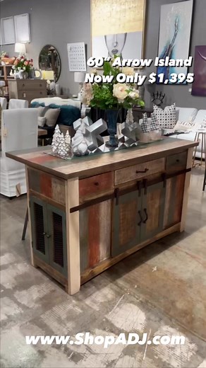 The 60” Arrow Kitchen Island has it all, storage, functionality and fun! A great entertaining piece for your most fun place. Shop in-store or online at www.ShoADJ.com. Open daily 10-7. Reclaimed Pine & Wrought Iron60” W x 30” D x 36”H$1,394.95Payments as low as $29/mo upon approved credit.#arrowisland #rustic #kitchen #entertaining #poppfcolor #adjectives #shopsmall #supportlocal | Adjectives Market