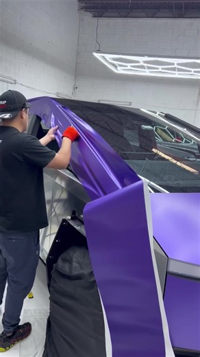 Cybertruck Satin Purple Metallic Wrap Details