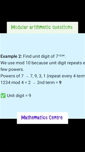 30 reactions | Modular arithmetic questions #modulararithmetic #ssccgl #viralreels #sscmath #virals | Mathematics Centre | Facebook