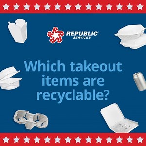 1.7K views · 32 reactions | Drink holders, pizza boxes and utensils, oh my! So many different items, so much confusion. Check out this guide to help you correctly recycle, compost or dispose of your takeout containers, utensils and more. #SustainabilityInAction #RepublicServices | Republic Services | Facebook