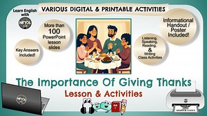 Giving Thanks - Lesson, Vocabulary Building Activities & Paragraph Writing