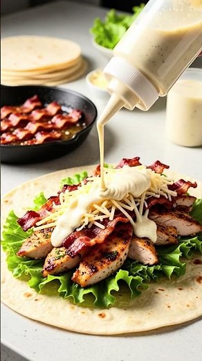 🔥 Crispy Chicken Bacon Ranch Wrap 🌯🥓 #foodlover #recipe #grilltime #viralfood #cooking