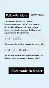 KW To KVA Convert formula #electricianlife #electricalcontractor #contactor #electricalsafety #videoviralreel #electricalengineer #videoviralreelsfb #electricalwork #electric #everyone #officalpage #relay #videoviral #reelsfb #ElectricalSafetyTips #day1 #motor #video #sparky #electrical #Official #electricalengineering #foryoupageシ #fbreels #project #elecctronic_defender #watch #electronics #videos #electrician 𝐄𝐥𝐞𝐜𝐜𝐭𝐫𝐨𝐧𝐢𝐜 𝐃𝐞𝐟𝐞𝐧𝐝𝐞𝐫 | Elecctronic Defender
