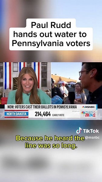 Paul Rudd Distributes Water to Pennsylvania Voters | Election News 2024