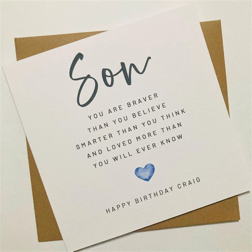 Personalised Son Birthday Card, Adult Son Birthday Card, Special Son Poem Birthday Card, Card for Grown up Son - Etsy UK