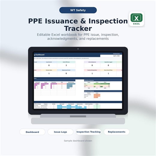 PPE Tracker Dashboard Excel Template | PPE Issuance, Inspection & Replacement Log | Safety Recordkeeping Spreadsheet - Etsy UK