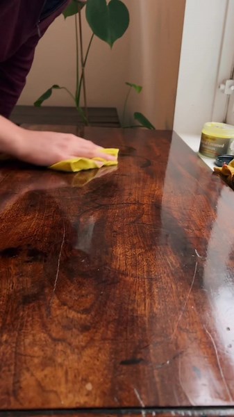 The magic of furniture wax polish! ✨ Head to our website for our full range of wax polishes! #restoration #woodworking #naturalbeeswax #revive