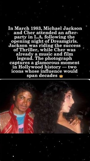 Michael Jackson & Cher at 'Dreamgirls' After Party, 1983 — Two Icons, One Frame 🎭✨ #MichaelJackson