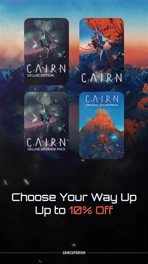 🧗 Cairn - Begin the Ascent A focused mountaineering survival experience where preparation, precision, and calm decision-making are the only way forward. Plan your climb, manage limited resources, and face the mountain on its own terms. 🔥 Release Discounts Available: Cairn 10% OFF Cairn – Deluxe Edition 8% OFF Cairn – Deluxe Upgrade Pack Available Now Cairn – Original Soundtrack Available Now 👉 Cairn: https://gamesporium.com/products/cairn-1 👉 Deluxe Edition: https://gamesporium.com/products/