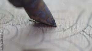 Burning a line on a tree with a pyrograph Stock Video