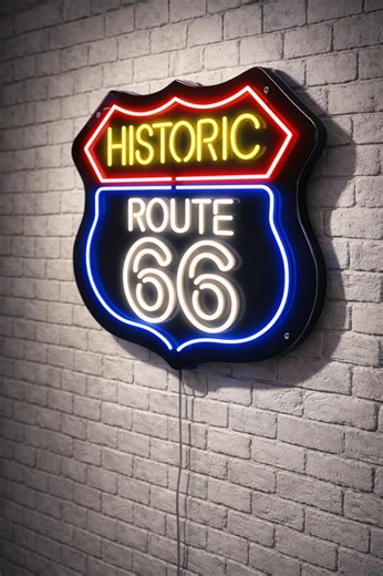 Route 66 Neon Sign – Handmade LED Neon Wall Art, Classic Road Sign Neon Decor - Etsy