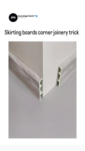 Knowledge Matrix™ on Instagram: "The post features a video tutorial on creating a coped joint for inside-corner skirting boards (baseboards), where one board is cut to match the profile of the other using a coping saw, ensuring a tight, gap-free fit without specialized tools like a miter saw. This traditional woodworking method, supported by carpentry guides like those from Fine Homebuilding, excels in irregular walls but draws criticism in replies for unnecessary complexity compared to simple 4