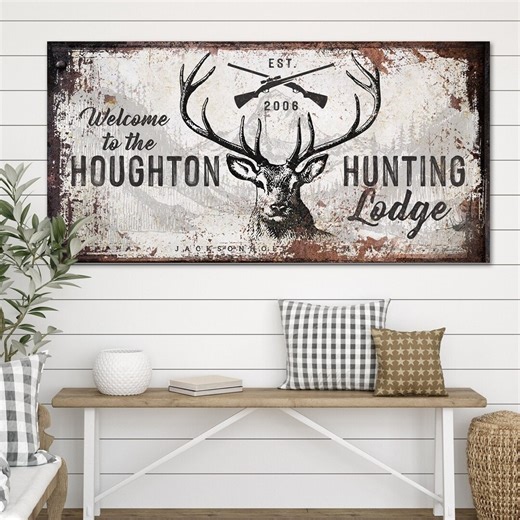 Hunting Lodge,hunting Camp,hunting Decor,deer Hunting Sign,bow Hunting,deer Sign,deer Camp Sign,antler Deer Sign,hunting Gift, Deer Head Art - Etsy