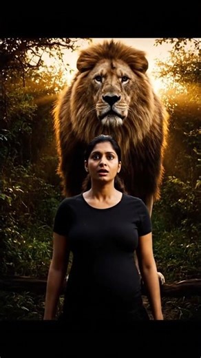 Lion Saves Pregnant Woman from Wolf Attack!.#short #pregnantwoman #lion #aivideo