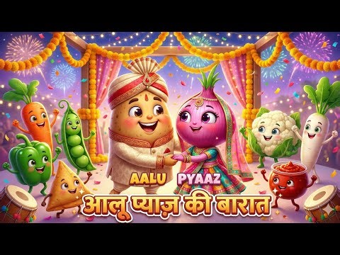 आलू और प्याज़ की बारात 🥔💍 | Cute Kids Cartoon Song | Hindi Rhymes for Kids