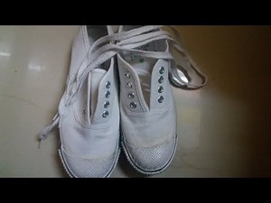 Shoe lace style in 4 holes | How to lace/bar white school shoe | Straight-lace👞👞