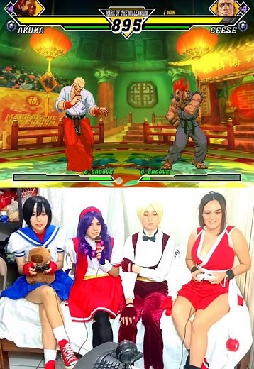 Sakura and Mai play with the bosses of their games