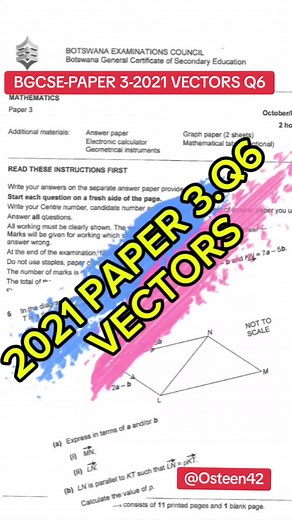 BGCSE Maths Paper 3 2023: Vectors Question 6 Revision