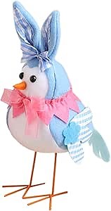 Zerodeko Fabric Bird Figurines Easter Decorations, Blue Cotton Bird Ornaments for Spring Table Decor, Mini Standing Dolls for Easter Basket Fillers, Farmhouse Style Statues for Home and Party