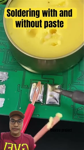 perbedaan antara menggunakan pasta soldering dengan tidak menggunakan #experiment #electronic #viral