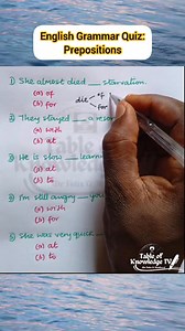 435K views · 9.5K reactions | English Grammar Quiz: Prepositions | Table of Knowledge TV | Facebook