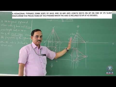 Projection of Solids(HEXAGONAL PYRAMID) Engineering Graphics VTU
