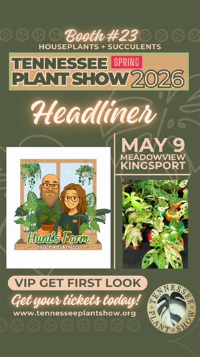 Tennessee Plant Show Spring 2026 🌟Headlining Vendor: Hunt’s Farm of Savannah, TN! Looking for an experience, within an experience? Save this post 💡 and head to booth Number 29 where you’ll step into (literally) a world full of houseplants, funky cacti and succulents at West TN’s mobile plant shop. That’s right 😛 This popular mobile plant shop will be parked inside the convention center with us! “Welcome to Hunt’s Farm, LLC! We’re a small, family-run business with a big love for plants. From t