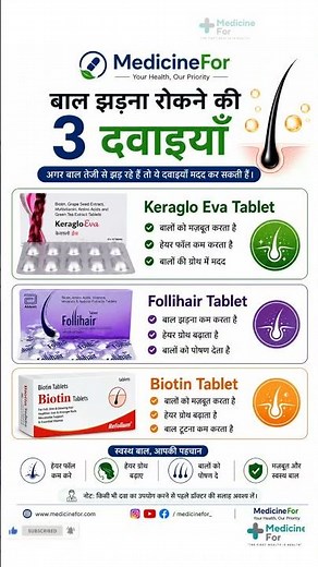 बाल झड़ना रोकने की 3 दवाएं | Hair Fall Treatment Hindi | Keraglo Eva vs Follihair vs Biotin