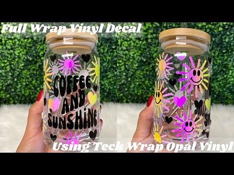 How To Add A Full Wrap Vinyl Decal On A Beer Can Glass | Teck Wrap Opal Vinyl | Easy Cricut DIY