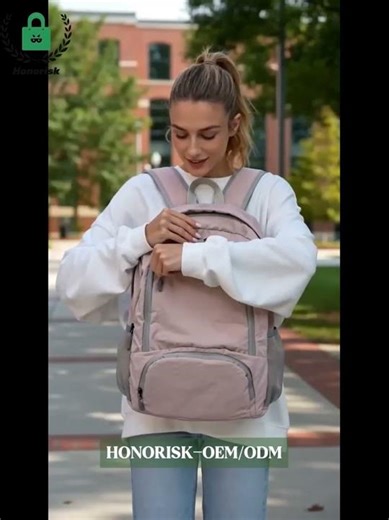 Stylish Foldable Backpack with Large Capacity 🎒✨ #bagmanufacturer #oem #factorytour