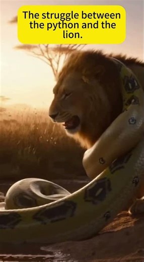 Guess Who will win the fierce battle between the python and the lion🐍🦁❓#python #lion #wildlife