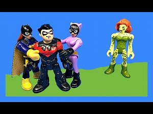 Imaginext Poison Ivy Gets Mad When Catwoman and Batgirl Visit Nightwing Toy Video