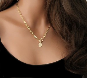 Personalized Initial Necklace: Gold Paperclip Chain Toggle Clasp - Etsy