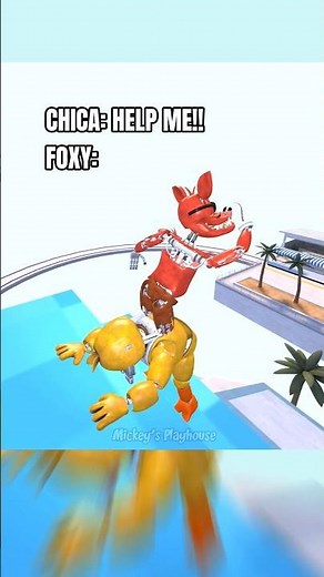 🦊FOXY & 🐥CHIKA Falling in Pool [FNAF 1 Ragdolls]