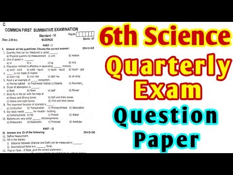 6th Science Quarterly Exam Question paper class 6 Science quarterly question paper