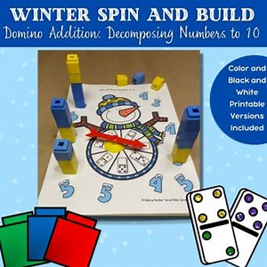 Winter Composing and Decomposing Numbers to 10 Center - Spin and Build
