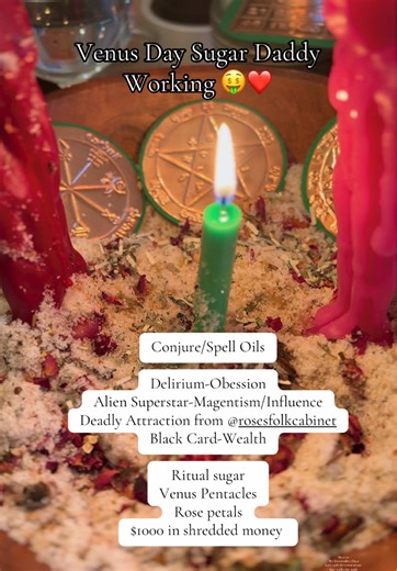 Weekly Venus day working for a client so she could make sure her sugar daddy doesn’t go anywhere 🫣 the oils are in my shop, and Deadly Attraction is from @rosesfolkcabinet #therootworkershaus #hoodoopractitioner #creatorsearchinsights #blackwitchtok #hoodootok